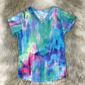 Small (6-6X) Champion Short Sleeve Multi-Colored Watercolor Athletic Top